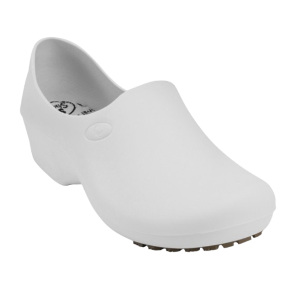 Sapato antiderrapante Sticky Shoes Woman branco, ideal para uso hospitalar e profissional. CA 39848.
