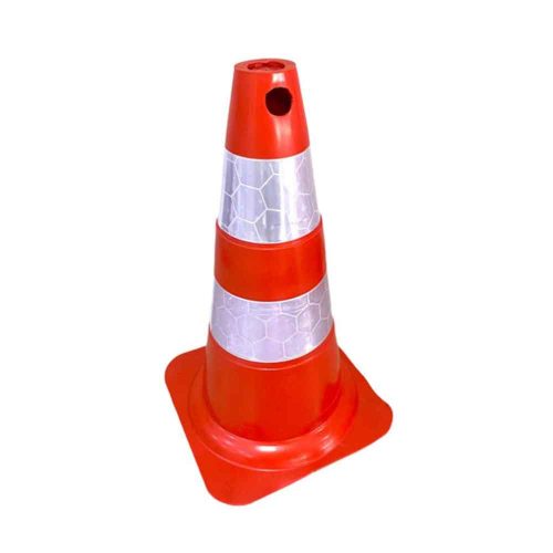 Cone Flexível Com Refletivo Laranja/Branco 50cm - Plastcor