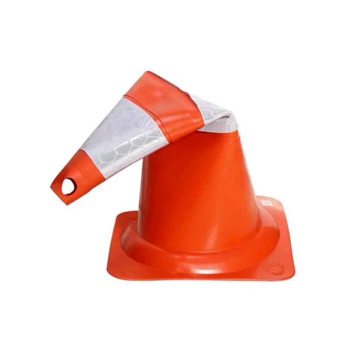 Cone Flexível Com Refletivo Laranja/Branco 75cm - Plastcor