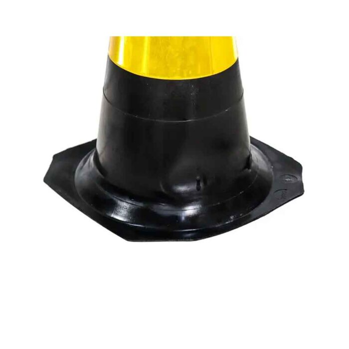 Cone Flexível Com Refletivo Preto/Amarelo 50cm - Plastcor