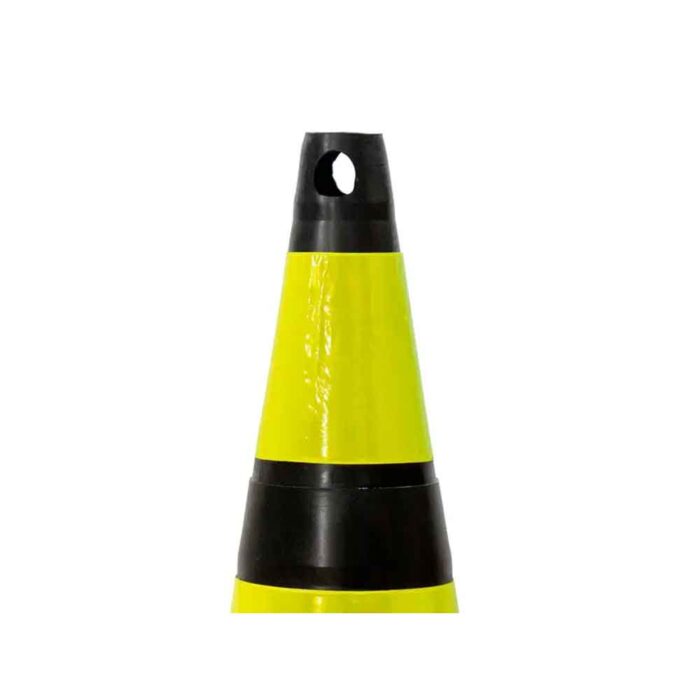 Cone Flexível Com Refletivo Preto/Amarelo 75cm - Plastcor