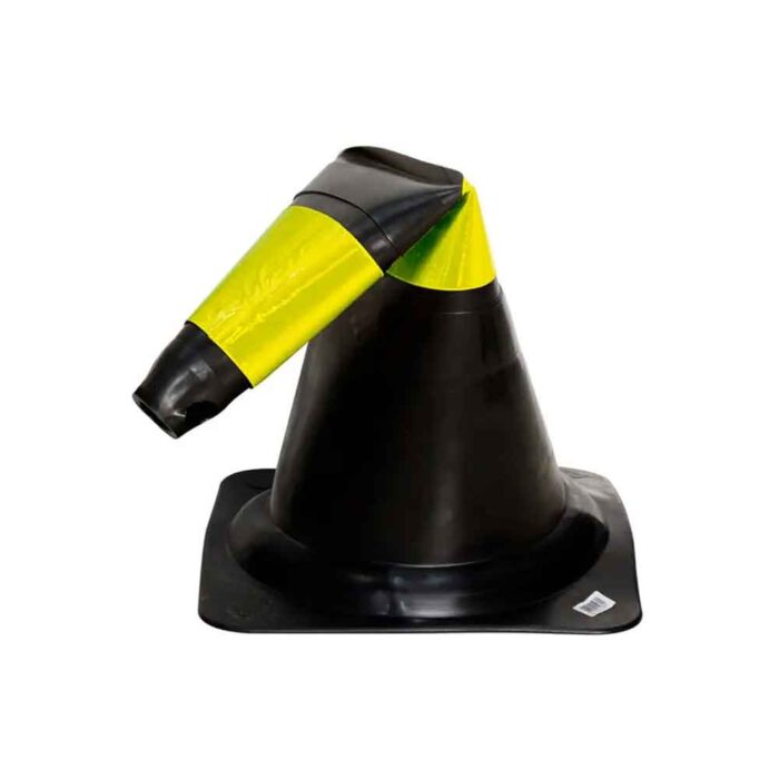 Cone Flexível Com Refletivo Preto/Amarelo 75cm - Plastcor