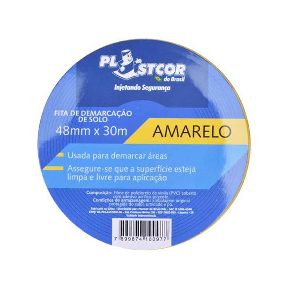 Fita PVC Para Demarcação Solo Amarela 48x30 - Plastcor