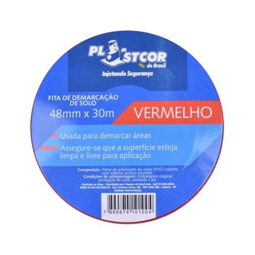 Fita PVC Para Demarcação Solo Vermelho 48×30 – Plastcor