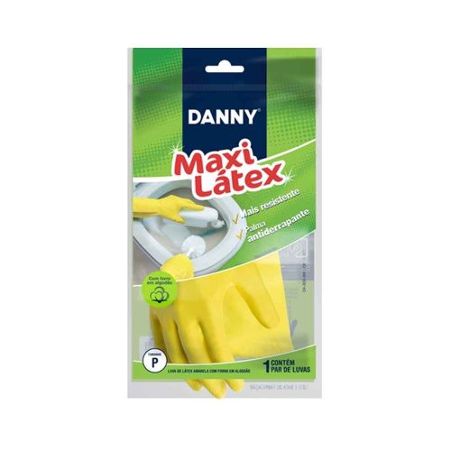 Luva De Látex Com Forro Maxi Amarela - Danny