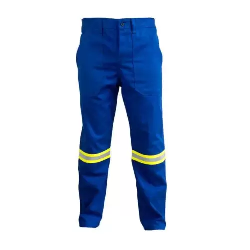 Calça De Brim Azul Risco 2 Com Refletivo Verde - Commanders