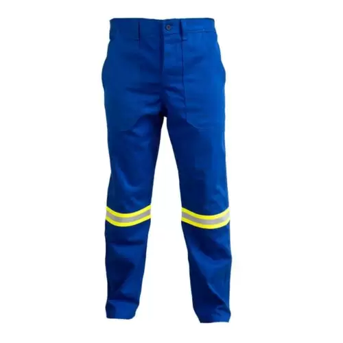 Calça De Brim Azul Risco 2 Com Refletivo Verde - Guardian