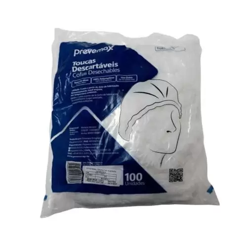 Touca Descartável Branca Com 100 UNID - Prevemax